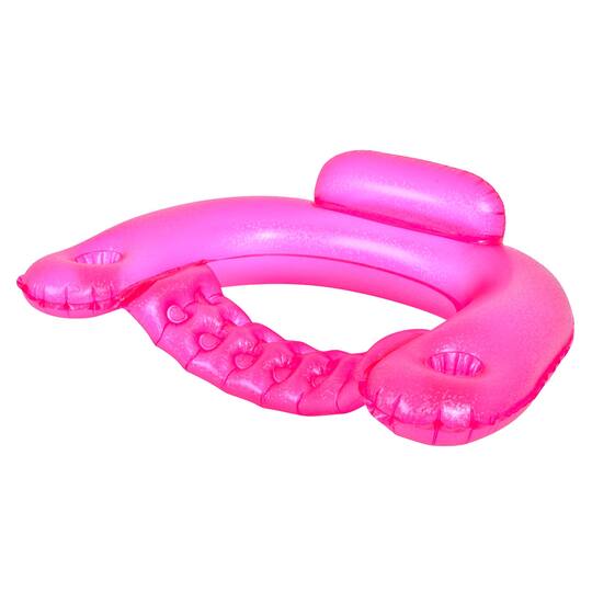 50" Pink Mosaic Water Lounger with Cup Holders & Backrest